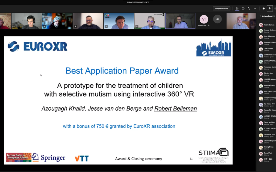 Best Application Paper Award at the EuroXR2021 conference